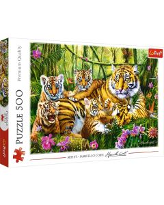 Puzzle 500 elementów - Rodzina Tygrysów GXP-694533