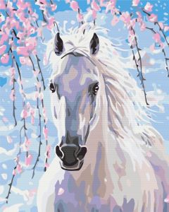 Obraz Paint it! Malowanie po numerach. Koń w kwiatach wiśni GXP-792666