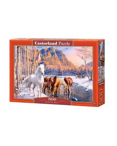 Puzzle 500 elementów Konie zimowy krajobraz GXP-840101