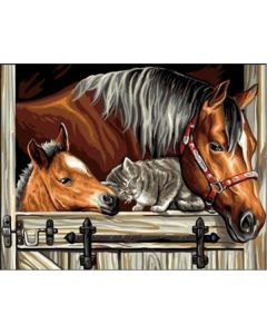 Diamentowa mozaika - Konie z kotem