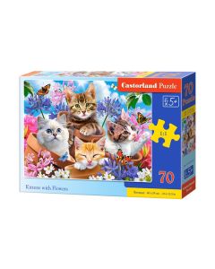 Puzzle 70 elementów Koty w kwiatach GXP-860920
