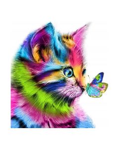 Diamentowa mozaika - Kot z motylkiem
