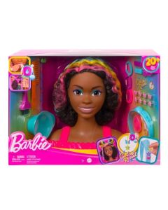 Barbie Głowa do stylizacji Neonowa tęcza kręcone włosy GXP-885516