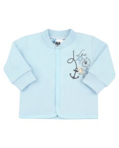 NINI Błękitna bluza niemowlęca MORSKA PODRÓŻ z bawełny organicznej dla chłopca r.62