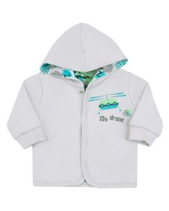 NINI Dwustronna bluza niemowlęca LITTLE DRONE z bawełny organicznej dla chłopca r.62