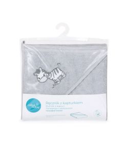 Ceba Baby ręcznik z kapturkiem-okrycie kąp.100x100 Zebra Grey 5907672332420